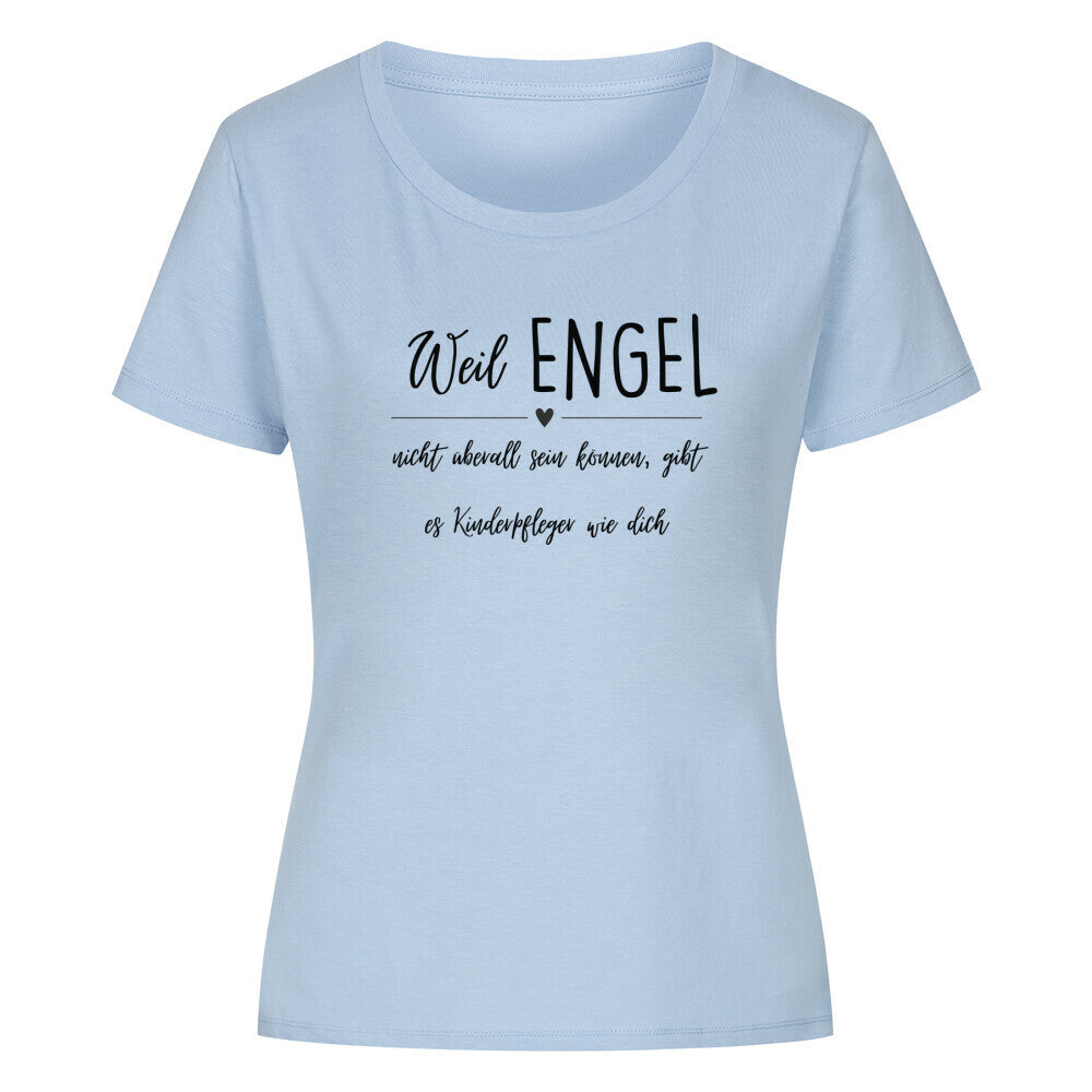 Frauen-T-Shirt mit Spruch „Engel Kinderpfleger“ für Erzieherinnen und Erzieher, Ansicht 3 | Pädagogikkram
