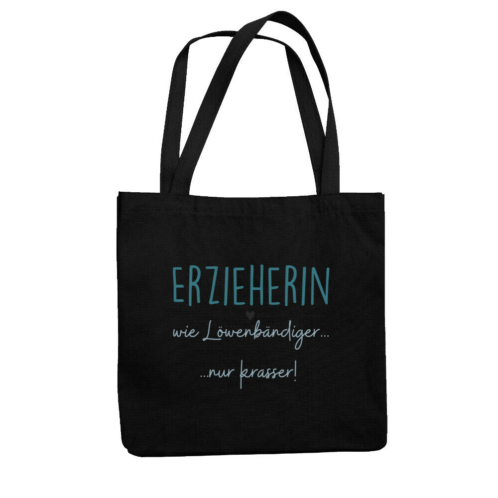 Jutebeutel mit Spruch „Löwenbändiger“ für Erzieher, Stofftasche für den Kindergarten, Ansicht 2 | Pädagogikkram