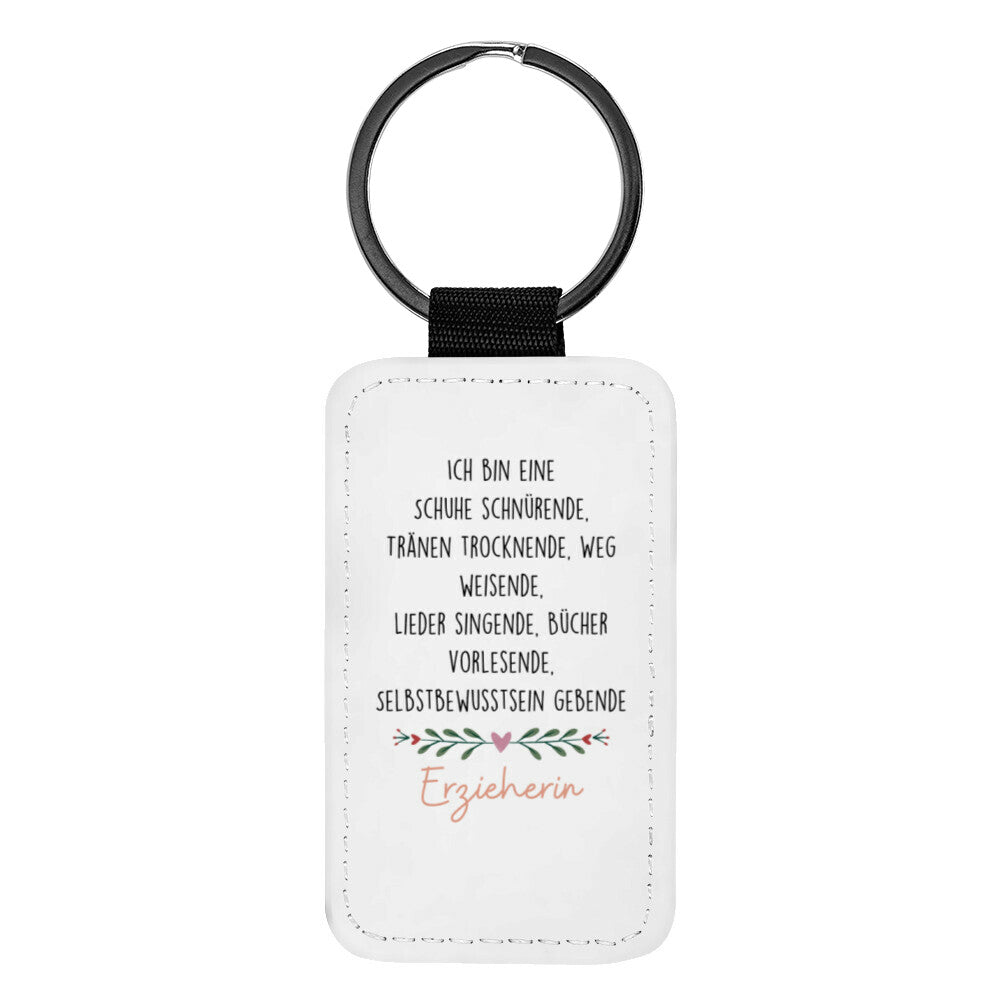 Schlüsselanhänger aus Kunstleder mit Spruch „Erzieherin“, kleines Geschenk für Erzieher | Pädagogikkram