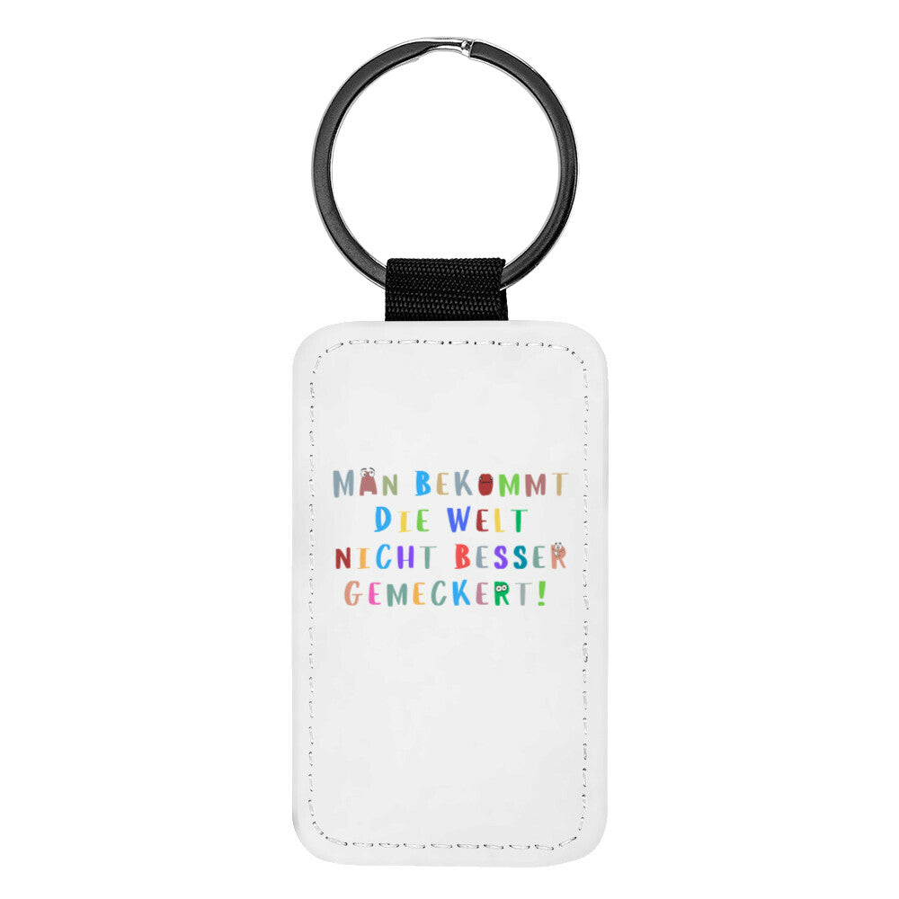 Schlüsselanhänger aus Kunstleder mit Spruch „Mecker“, kleines Geschenk für Erzieher | Pädagogikkram