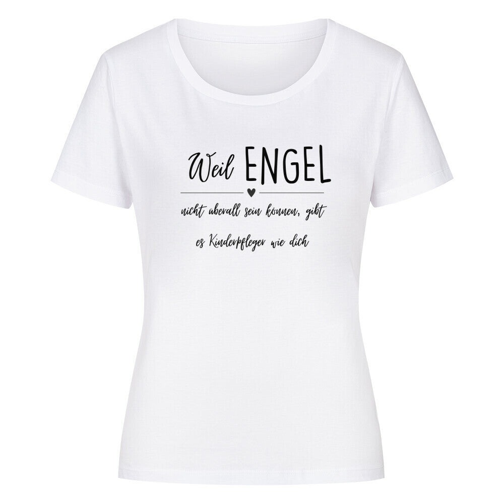 Frauen-T-Shirt mit Spruch „Engel Kinderpfleger“ für Erzieherinnen und Erzieher, Ansicht 2 | Pädagogikkram