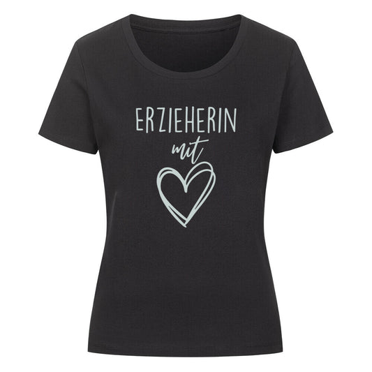 Frauen-T-Shirt mit Spruch „Erzieherin mit Herz“ für Erzieherinnen und Erzieher | Pädagogikkram
