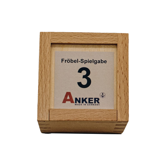 FröbelGabe Nr. 3 aus Anker-Steinen, acht Würfel im Holzkasten | Pädagogikkram