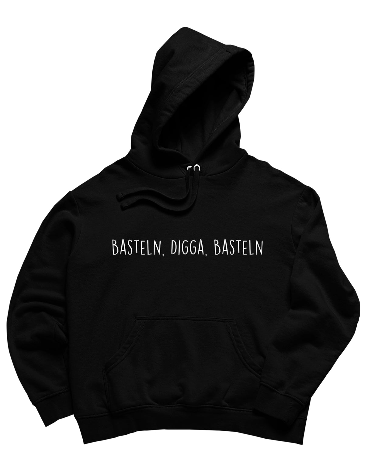 Hoodie mit großem Brustdruck und Spruch „Basteln, Digga, Basteln“ für Erzieherinnen und Erzieher, Kindergarten-Hoodie | Pädagogikkram