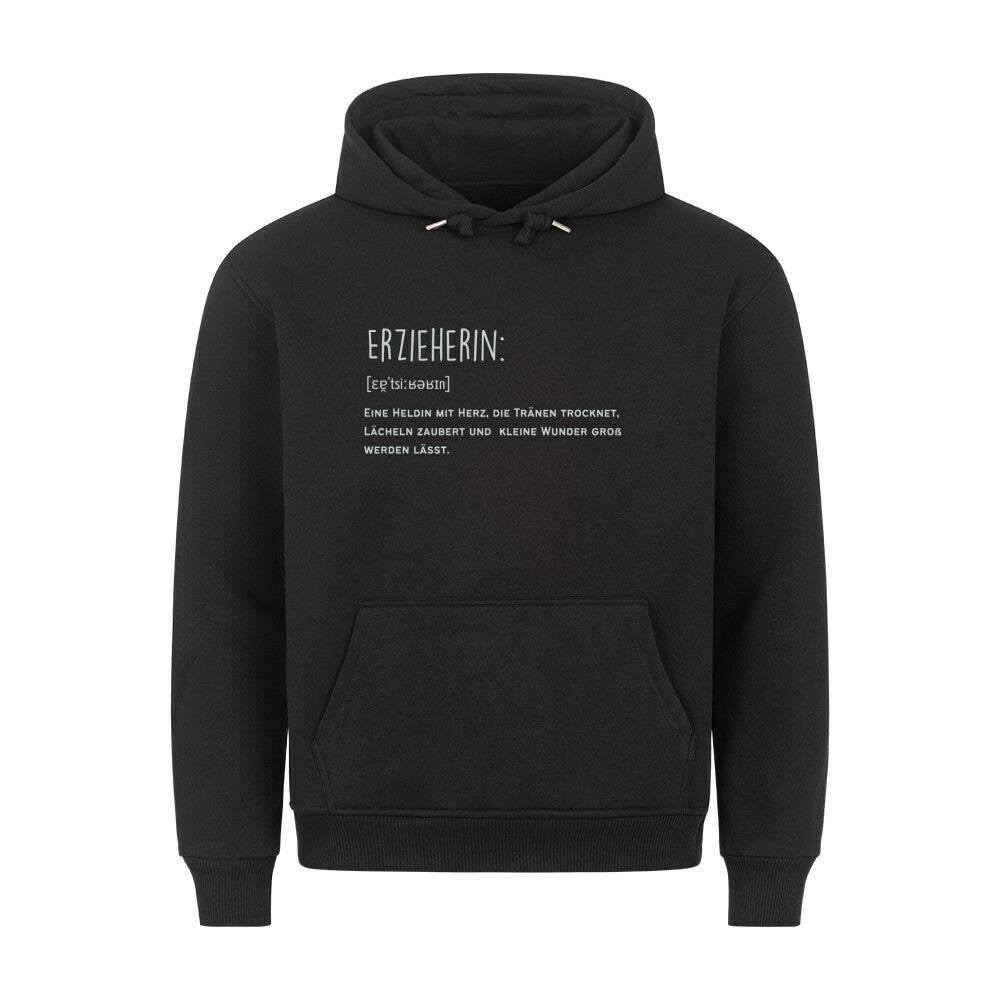 Hoodie mit Spruch „Erzieherin Definition“ für Erzieherinnen und Erzieher, Kindergarten-Hoodie | Pädagogikkram