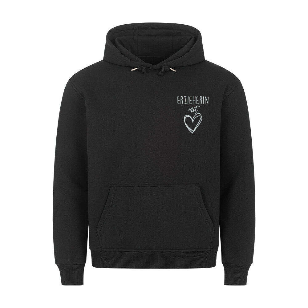 Hoodie mit Spruch „Erzieherin mit Herz“ für Erzieherinnen und Erzieher, Kindergarten-Hoodie | Pädagogikkram