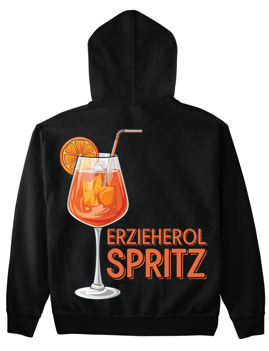 Hoodie mit Rückendruck und Spruch „Erzieherol Spritz“ für Erzieherinnen und Erzieher, Kindergarten-Hoodie | Pädagogikkram