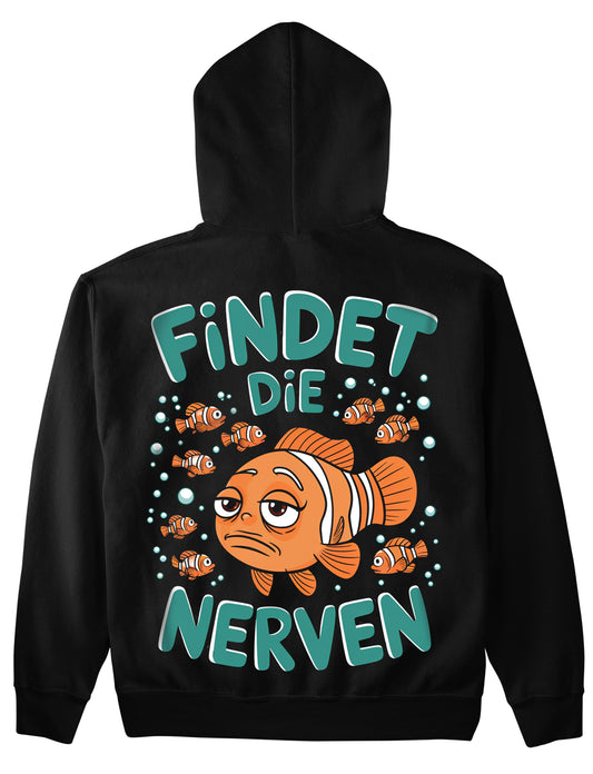 Hoodie mit Rückendruck und Spruch „Findet die Nerven“ für Erzieherinnen und Erzieher, Kindergarten-Hoodie | Pädagogikkram