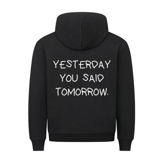 Hoodie mit Rückendruck und Spruch „YESTERDAY YOU SAID TOMORROW“ für Erzieherinnen und Erzieher, Kindergarten-Hoodie | Pädagogikkram