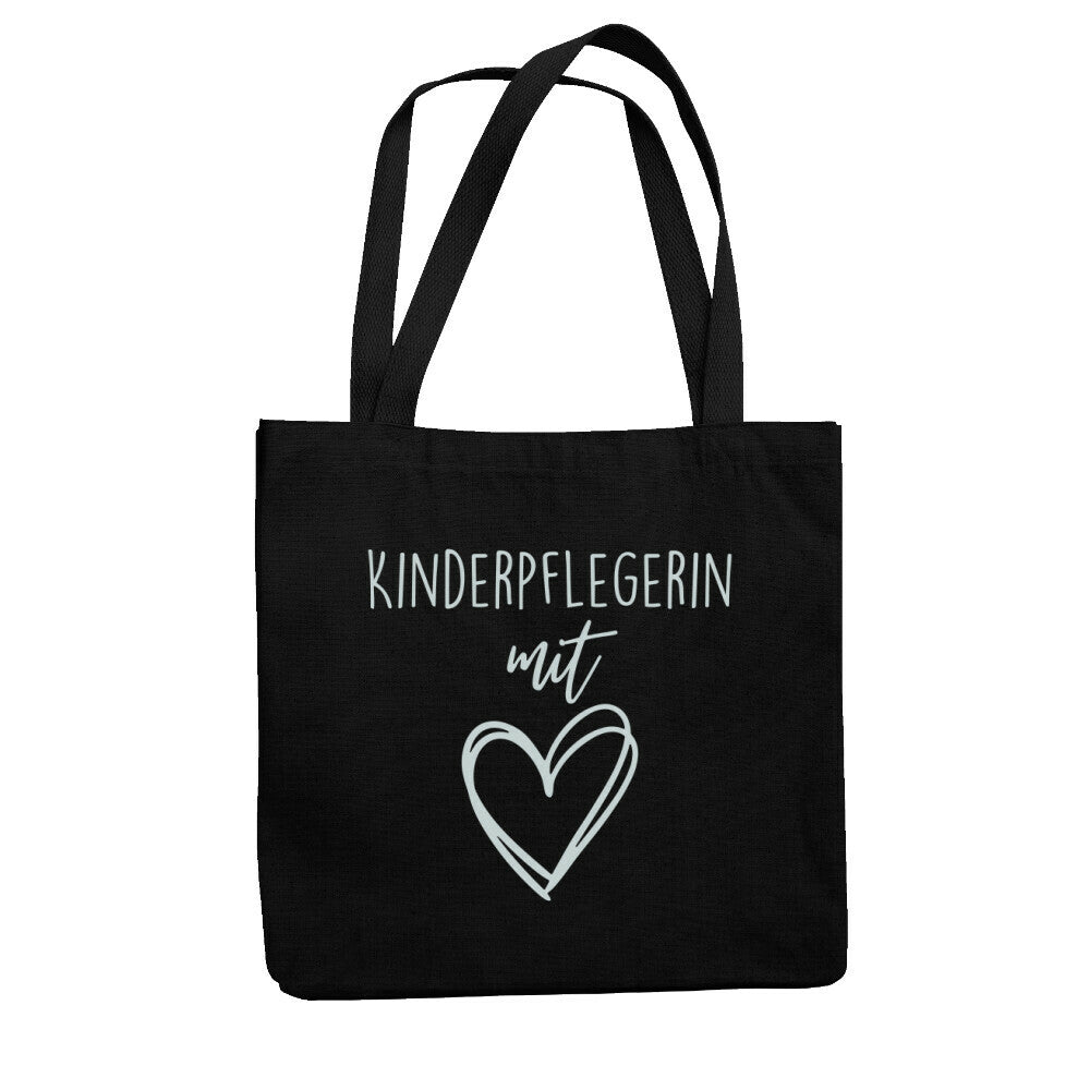 Jutebeutel mit Spruch „Kinderpflegerin mit Herz“ für Erzieher, Stofftasche für den Kindergarten, Ansicht 2 | Pädagogikkram