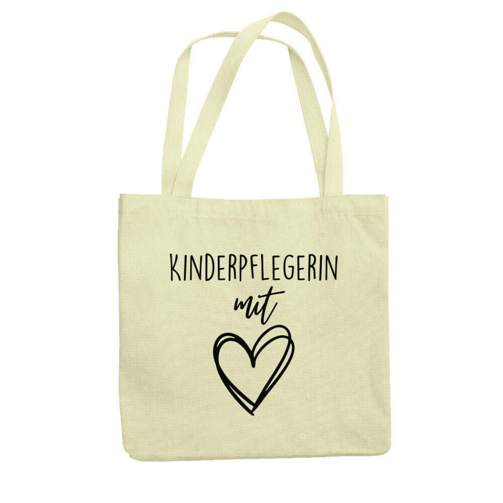 Jutebeutel mit Spruch „Kinderpflegerin mit Herz“ für Erzieher, Stofftasche für den Kindergarten | Pädagogikkram