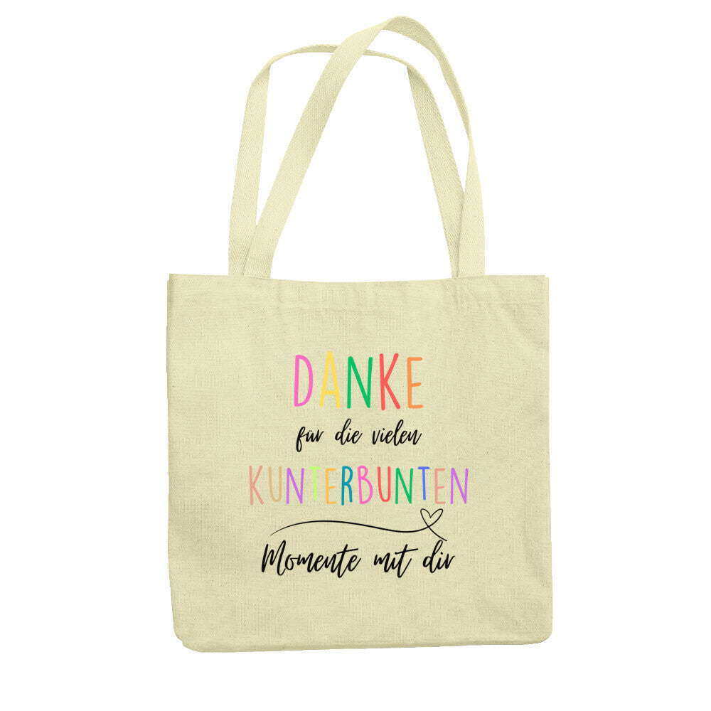 Jutebeutel mit Spruch „Kunterbunte Momente“ für Erzieher, Stofftasche für den Kindergarten | Pädagogikkram