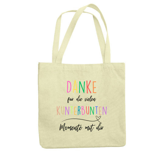 Jutebeutel mit Spruch „Kunterbunte Momente“ für Erzieher, Stofftasche für den Kindergarten | Pädagogikkram