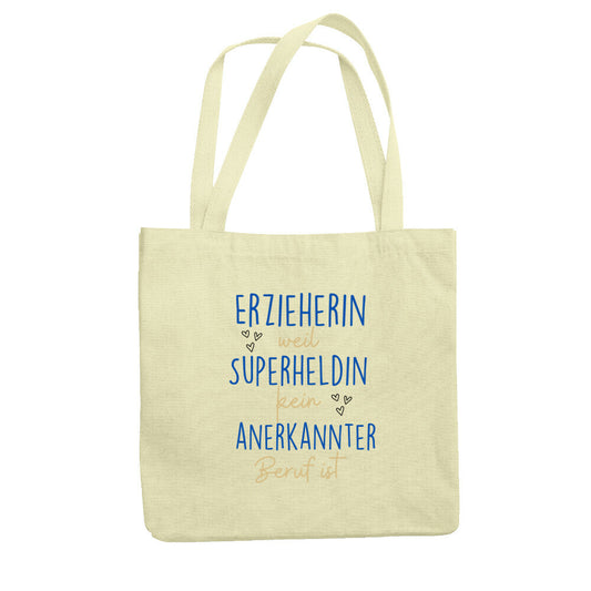 Jutebeutel mit Spruch „Superheldin“ für Erzieher, Stofftasche für den Kindergarten | Pädagogikkram