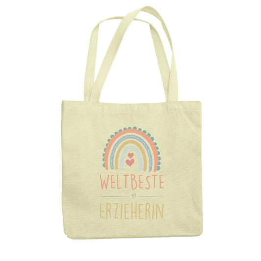 Jutebeutel mit Spruch „Weltbeste Erzieherin“ für Erzieher, Stofftasche für den Kindergarten | Pädagogikkram
