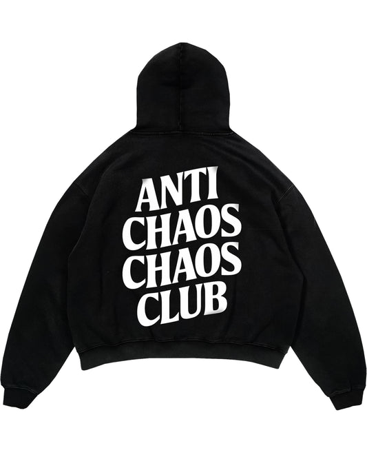 Oversized Hoodie mit Rückendruck und Spruch „Anti Chaos Club“ für Erzieherinnen und Erzieher, Kindergarten-Hoodie | Pädagogikkram