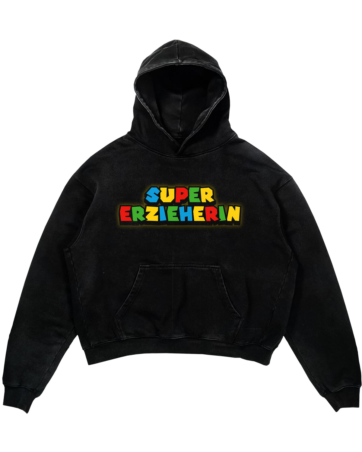 Oversized Hoodie mit Spruch „Super Erzieherin“ für Erzieherinnen und Erzieher, Kindergarten-Hoodie | Pädagogikkram