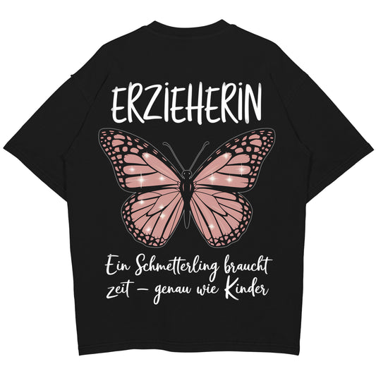 Oversized Shirt mit Rückendruck und Spruch „Schmetterling“ für Erzieherinnen und Erzieher | Pädagogikkram