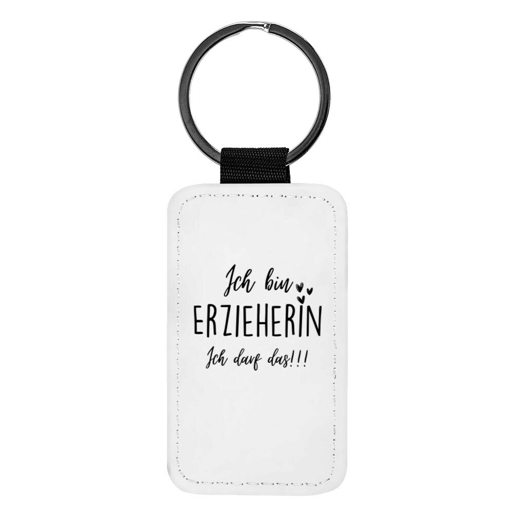 Schlüsselanhänger aus Kunstleder mit Spruch „Ich darf das“, kleines Geschenk für Erzieher | Pädagogikkram