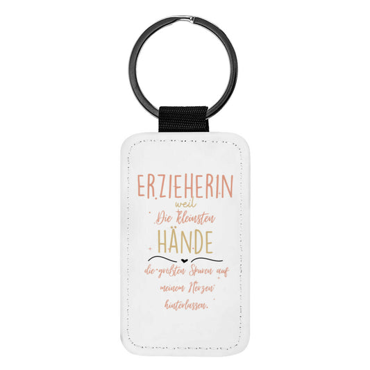Schlüsselanhänger aus Kunstleder mit Spruch „Kleine Hände“, kleines Geschenk für Erzieher | Pädagogikkram