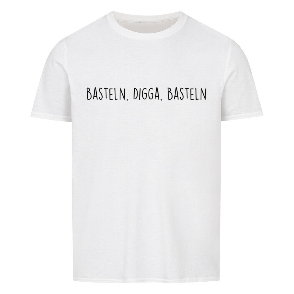 T-Shirt mit großem Brustdruck und Spruch „Basteln, Digga, Basteln“ für Erzieherinnen und Erzieher, Ansicht 2 | Pädagogikkram