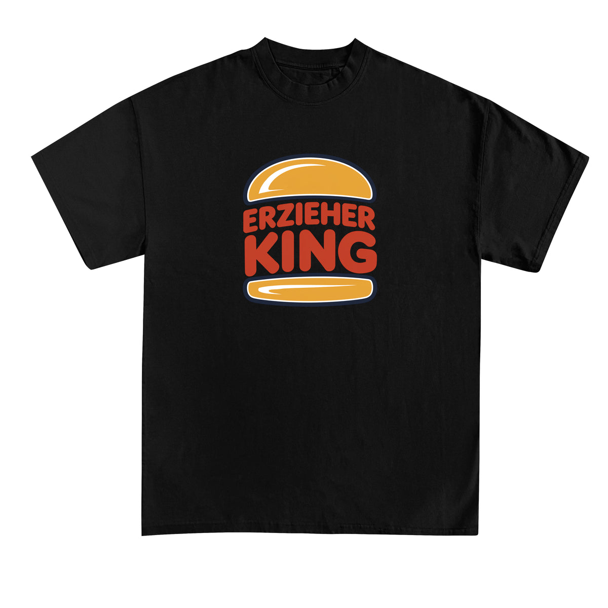 T-Shirt mit großem Brustdruck und Spruch „Erzieher King“ für Erzieherinnen und Erzieher | Pädagogikkram