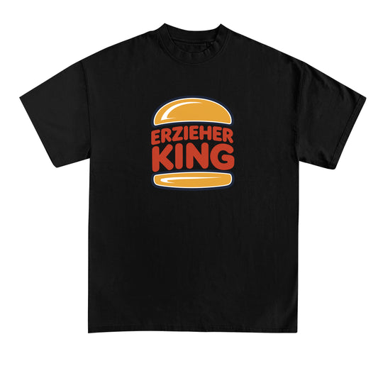 T-Shirt mit großem Brustdruck und Spruch „Erzieher King“ für Erzieherinnen und Erzieher | Pädagogikkram