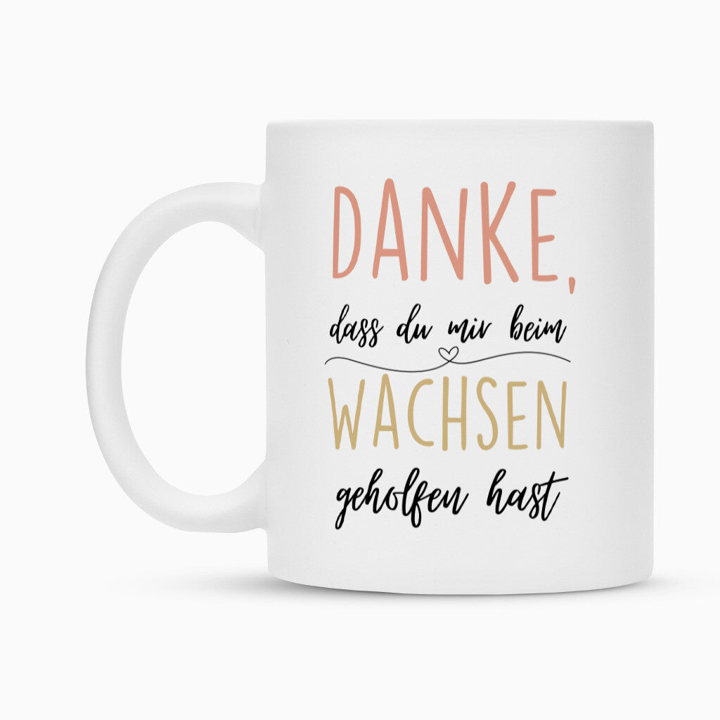 Weiße Keramiktasse mit Spruch „Danke“ als Geschenk für Erzieher im Kindergarten, 300 ml | Pädagogikkram