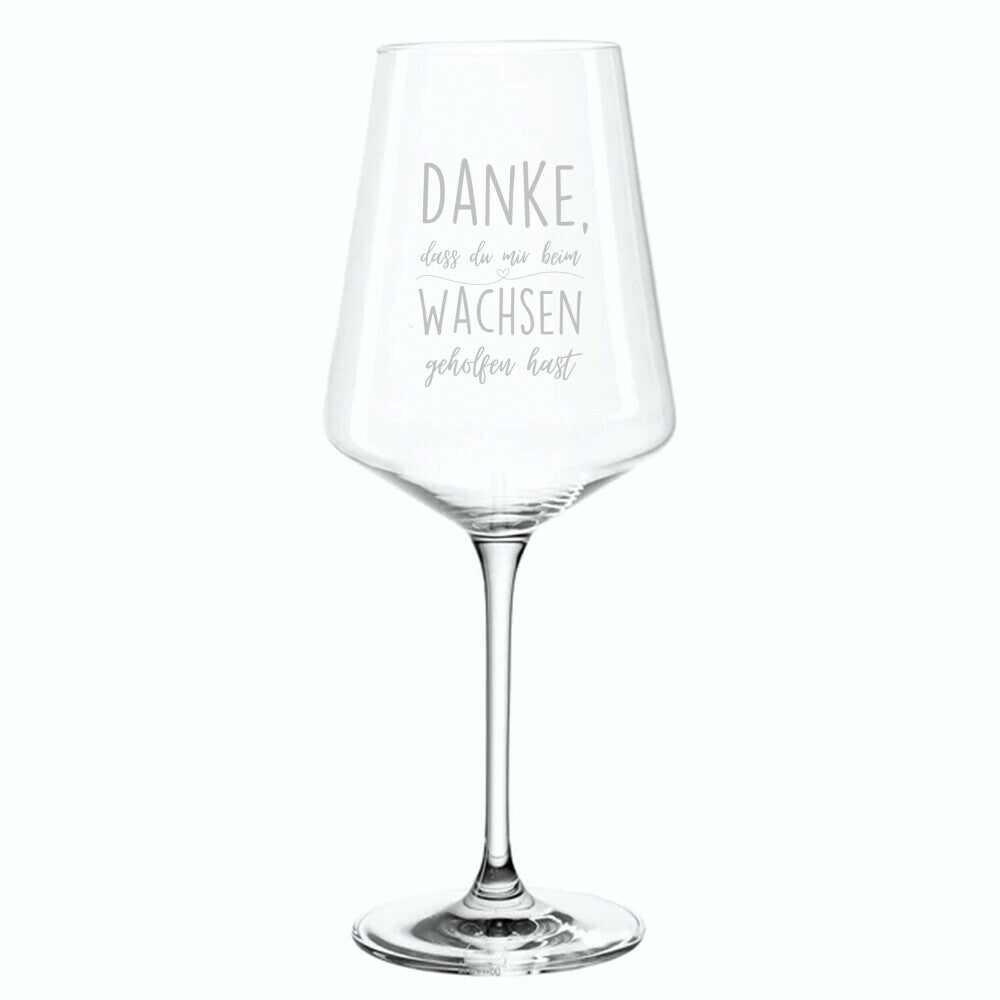 Weinglas mit gelasertem Spruch „Wachsen“ als Geschenk für Erzieherinnen und Erzieher | Pädagogikkram