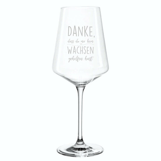 Weinglas mit gelasertem Spruch „Wachsen“ als Geschenk für Erzieherinnen und Erzieher | Pädagogikkram